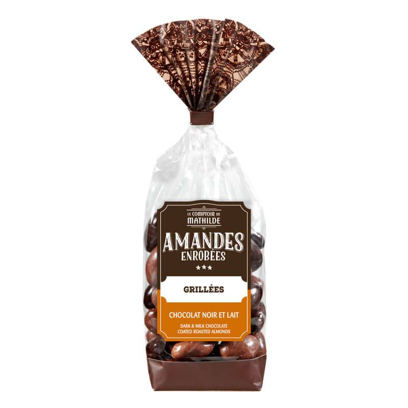 Sachet Amandes grillées noir et lait 170g